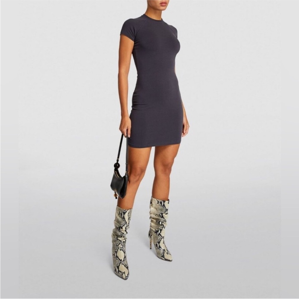 SKIMS Charcoal Short Sleeve Mini Dress
